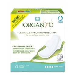 ORGANYC Noční vložky s křidélky extra silné prodloužené 7 kusů