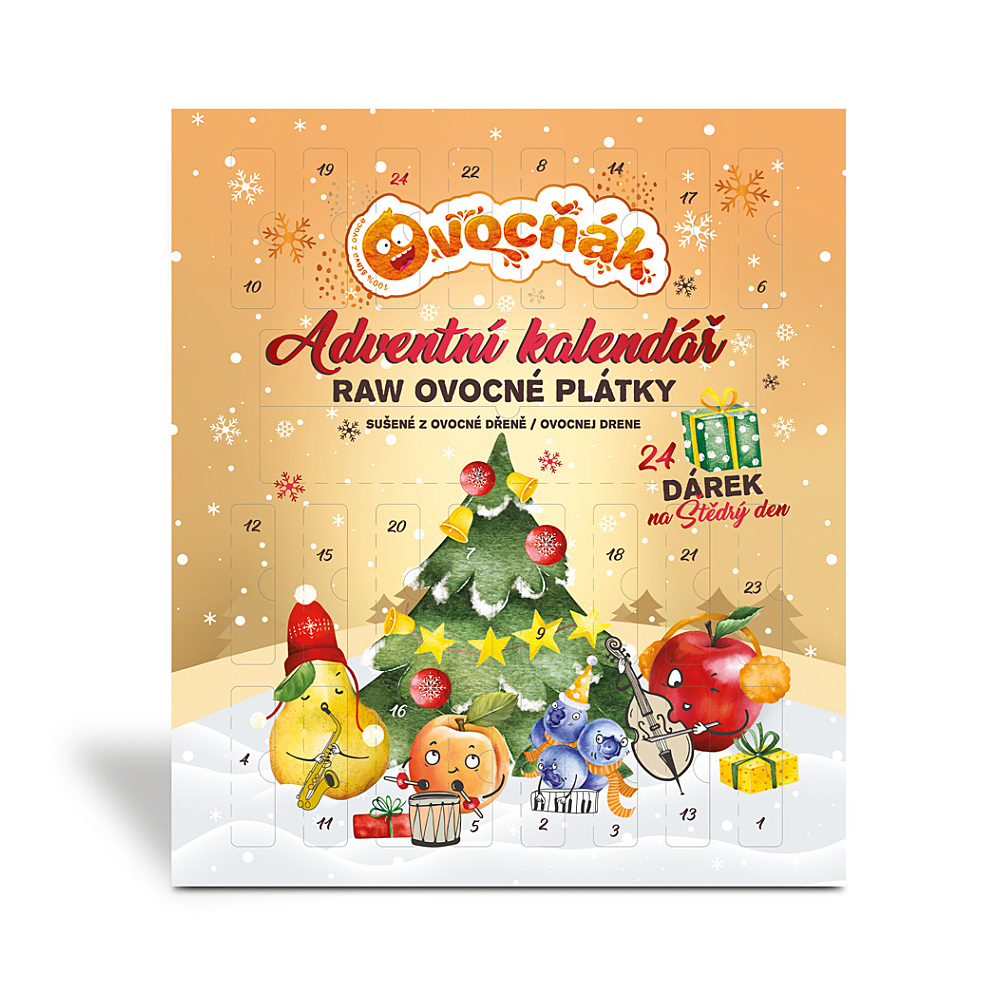 OVOCŇÁK Adventní kalendář mix ovocných plátků s překvapením 240 g