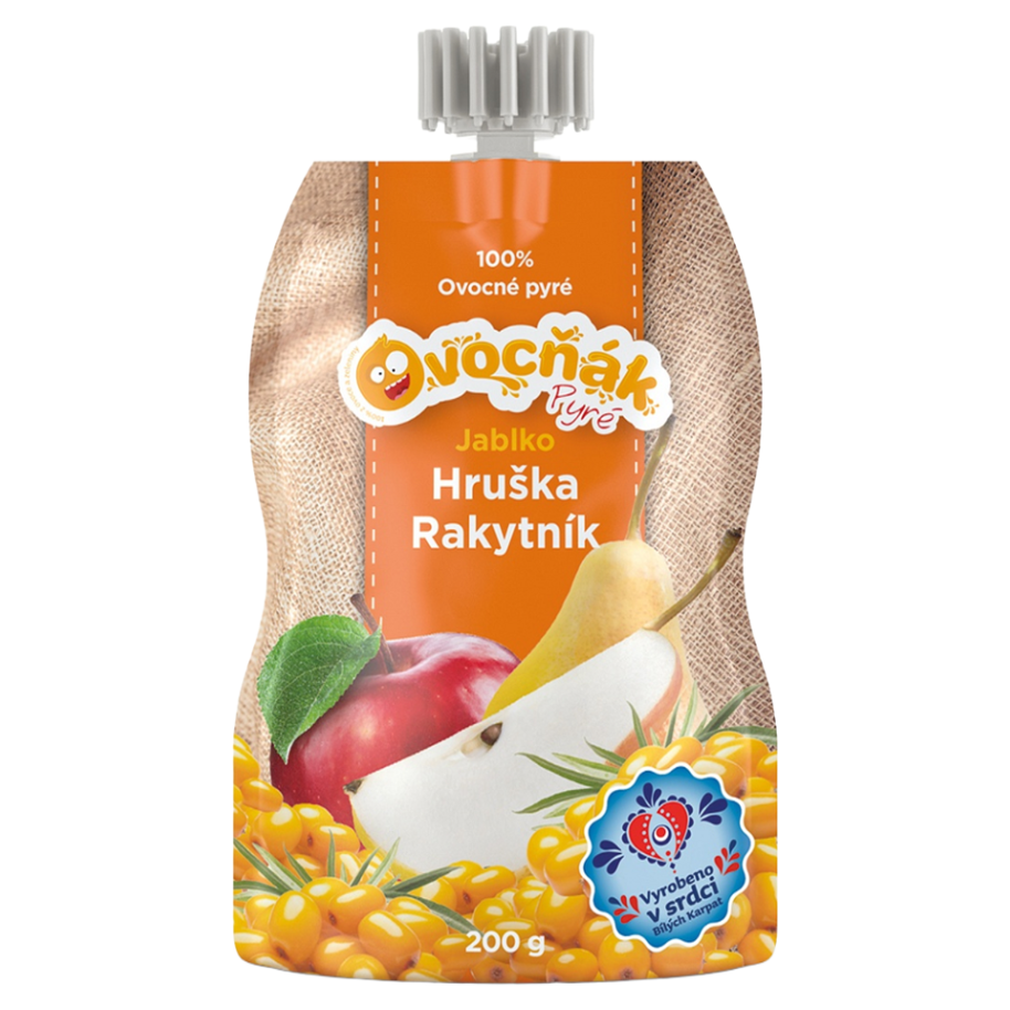 OVOCŇÁK Pyré jablko s hruškou a rakytník 200 g