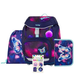 Oxybag OXY SHERPY - školní set Motýl 4 ks: batoh, penál, sáček, placky