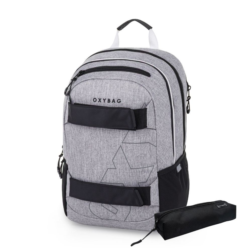 Oxybag OXY SPORT - set 2 ks: studentský batoh Grey Melange, penál