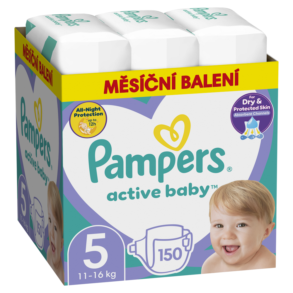 PAMPERS Active Baby 5 velikost 11-16 kg 150 kusů
