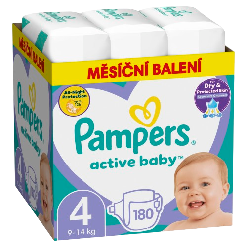PAMPERS Active Baby plenky vel. 4, 9-14 kg, 180 ks
