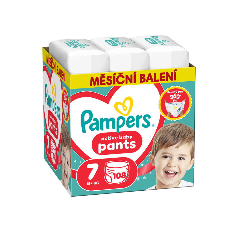 Pampers Active Baby vel. 7 15+ kg plenkové kalhotky 108 ks