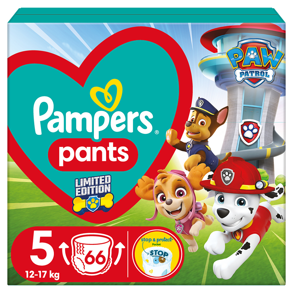 PAMPERS Baby dry edice Paw Patrol vel. 5 plenkové kalhotky 12-17 kg 66 ks