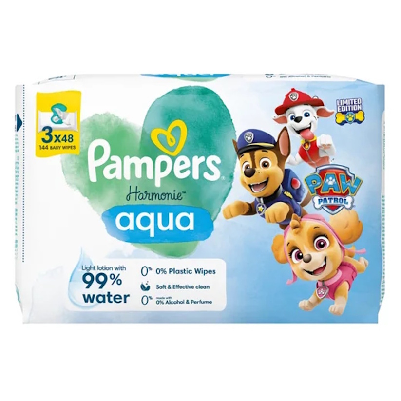 PAMPERS Harmonie aqua ubrousky paw patrol 3 x 48 kusů