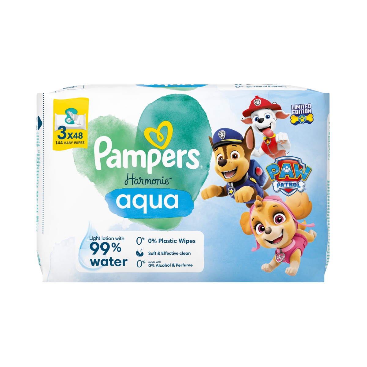 Pampers Harmonie Aqua vlhčené ubrousky 3x48 ks