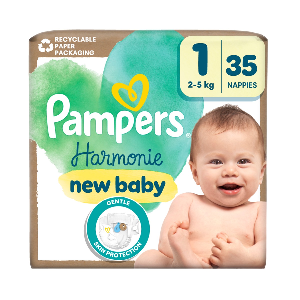 Pampers Harmonie New Baby vel. 1 2–5 kg dětské pleny 35 ks