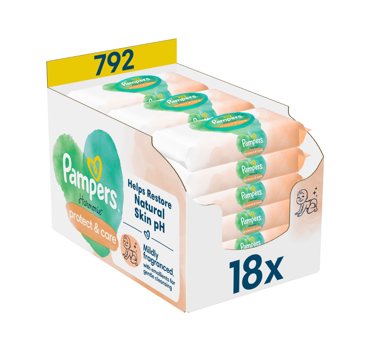 Pampers Harmonie Protect&Care vlhčené ubrousky 18x44 ks
