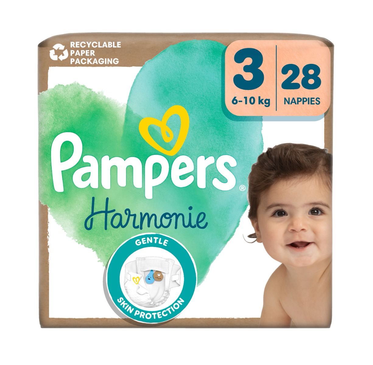 Pampers Harmonie vel. 3 6–⁠⁠⁠⁠⁠⁠10 kg dětské pleny 28 ks