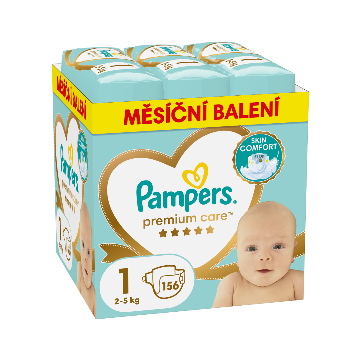 Pampers Monthly Box vel. 1 2–5 kg dětské pleny 156 ks