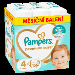 PAMPERS Premium care 4 plenky 9-14 kg monthly box 156 kusů