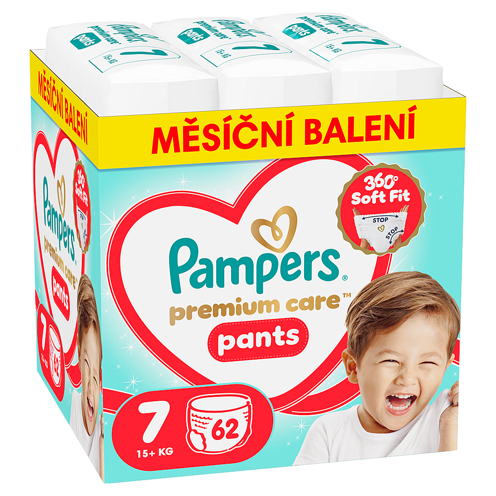 PAMPERS Premium care 7 plenkové kalhotky monthly box 62 kusů