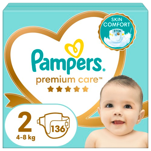 PAMPERS Premium Care plenky vel. 2, 4-8 kg, 136 ks