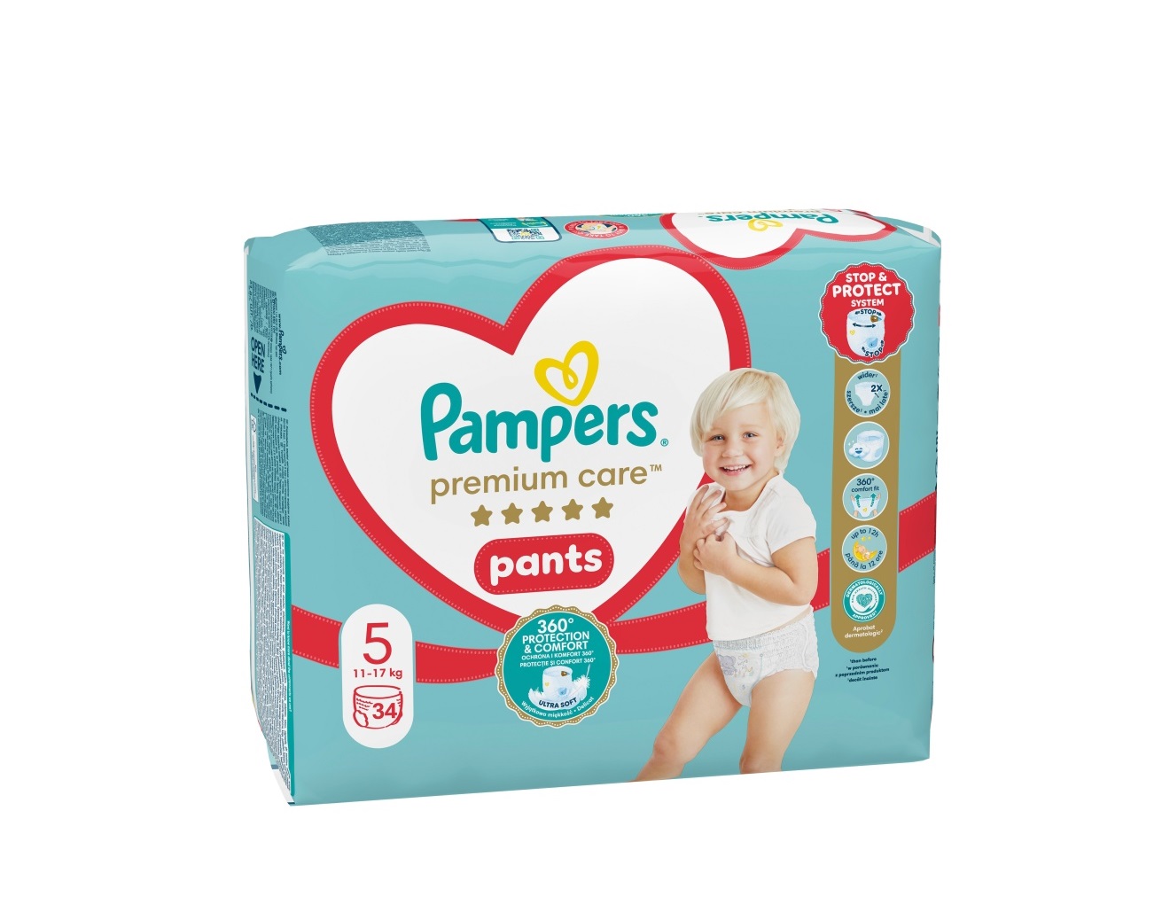 Pampers Premium Care vel. 5 11-17 kg plenkové kalhotky 34 ks