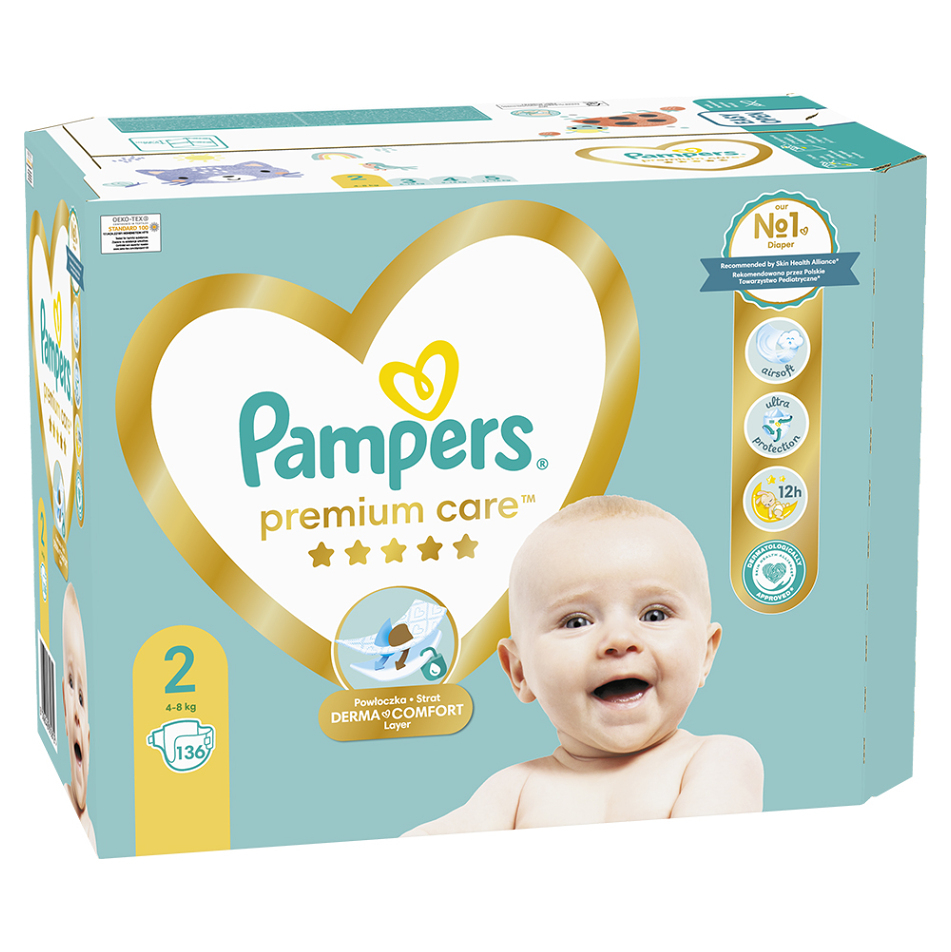 PAMPERS Premium care vel. 2 mega box 4-8 kg 136 ks
