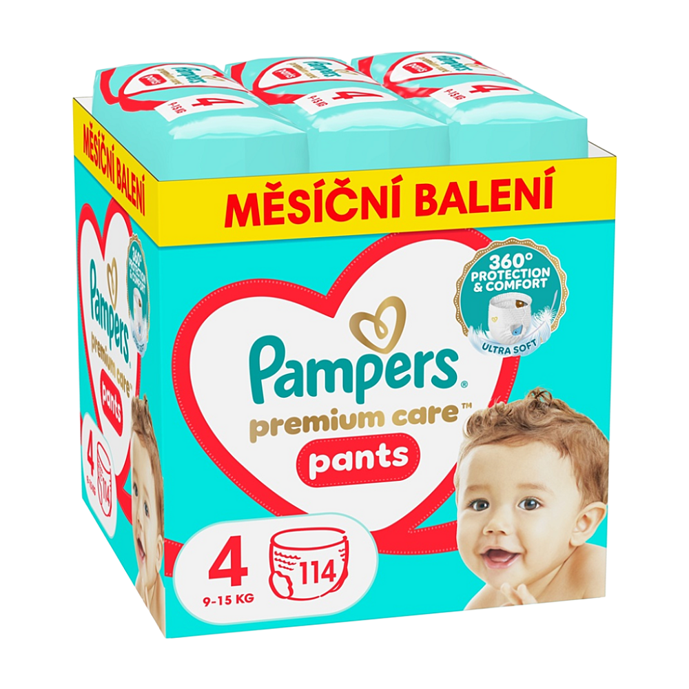 PAMPERS  Premium Care vel. 4 plenkové kalhotky 9-15 kg 114 ks