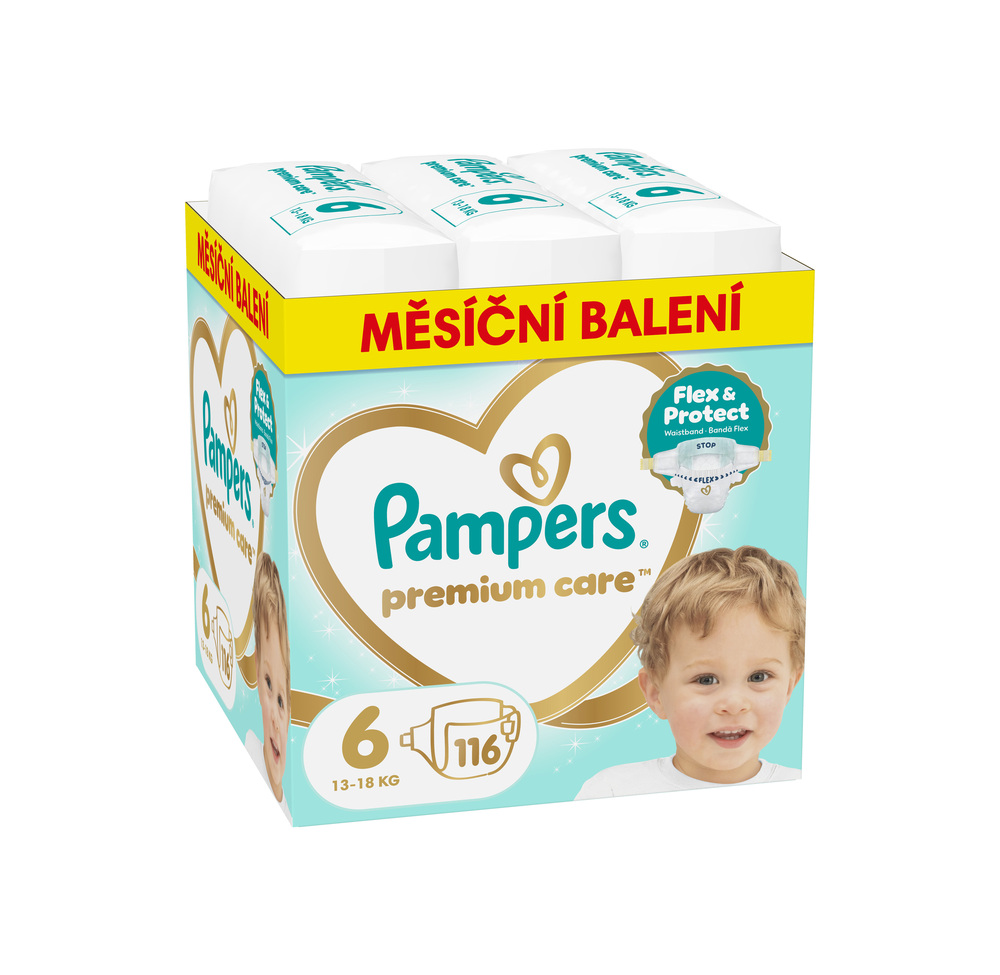 Pampers Premium Care vel. 6 13-18 kg dětské pleny 116 ks
