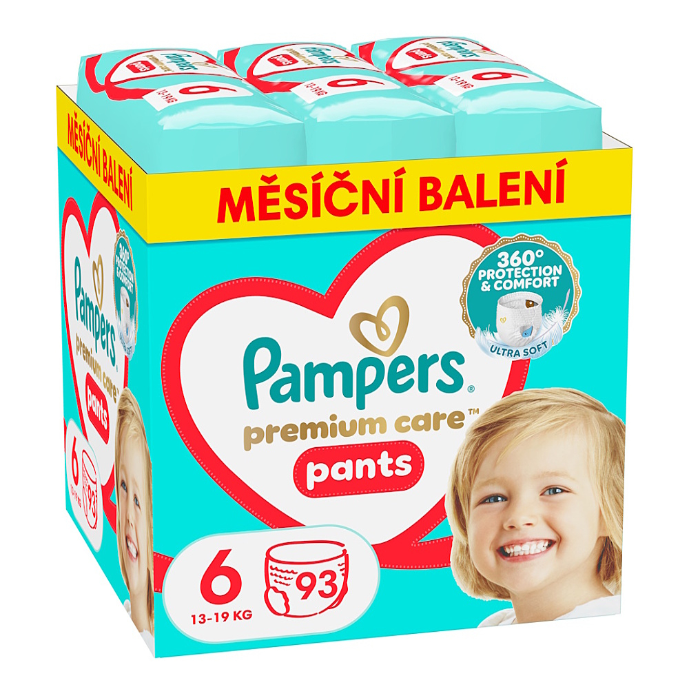 PAMPERS Premium care vel. 6 plenkové kalhotky box 13-19 kg 93 ks