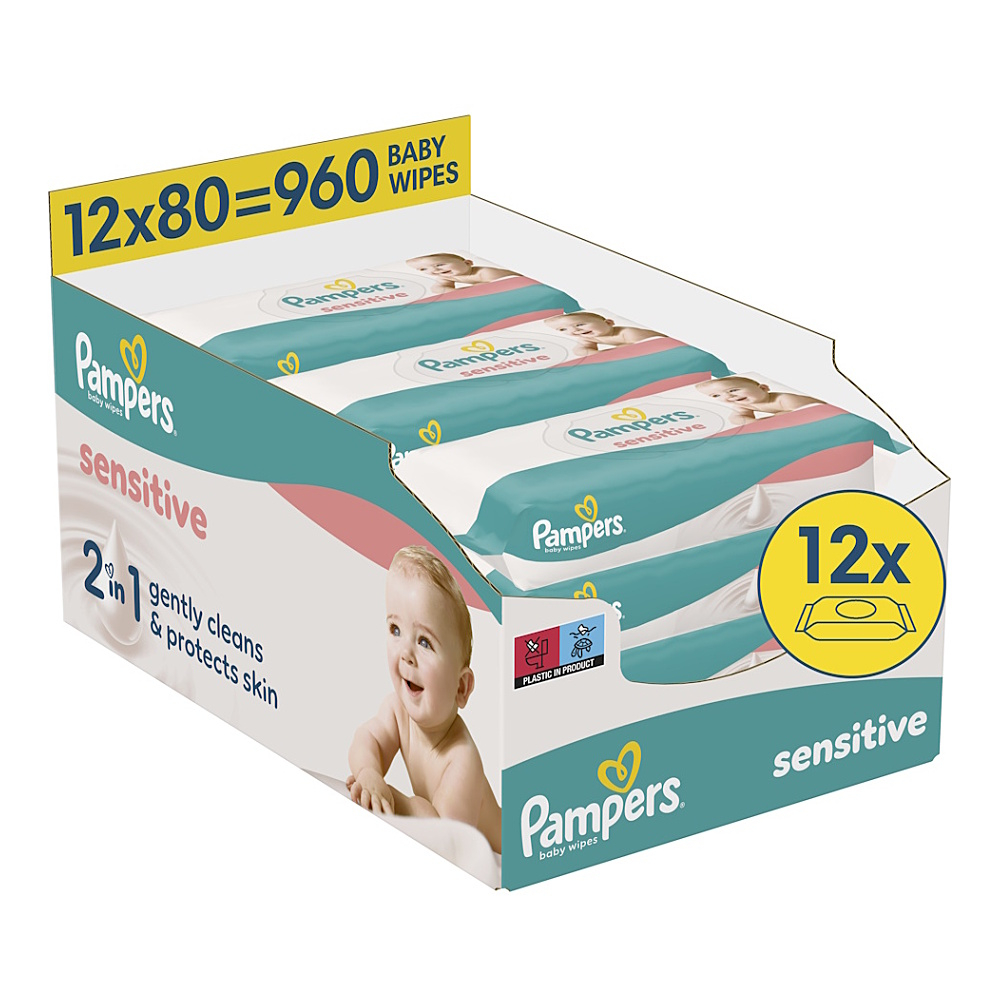 PAMPERS Sensitive ubrousky XXL 12 x 80 kusů
