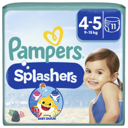 PAMPERS Splashers Baby Shark Plenkové kalhotky do vody vel.4, 9-15kg 11 ks