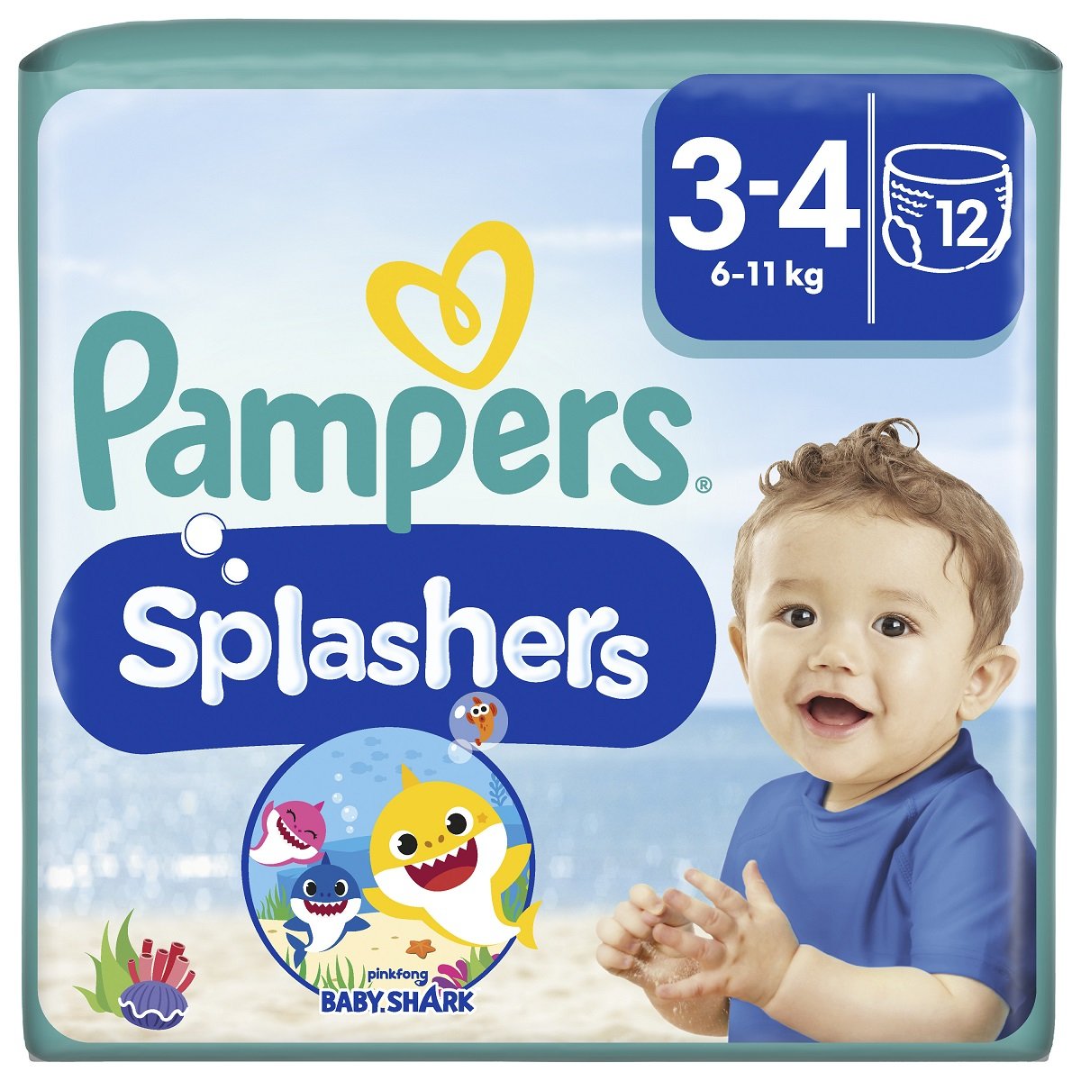 PAMPERS Splashers Plenkové kalhotky do vody vel. 3, 6-11 kg, 12 ks