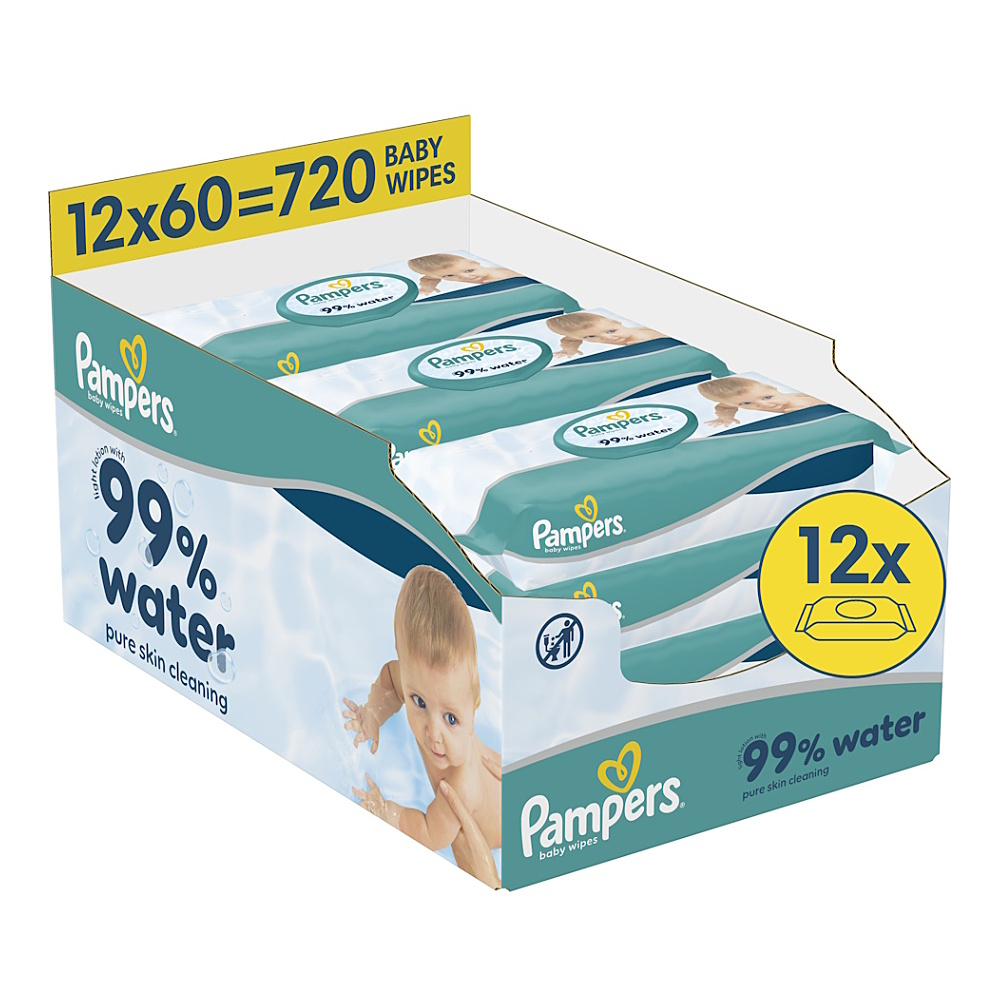 PAMPERS Ubrousky aqua zero plastic 12 x 60 kusů
