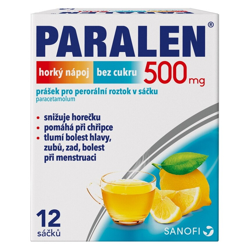 PARALEN Horký nápoj bez cukru 500 mg 12 sáčků