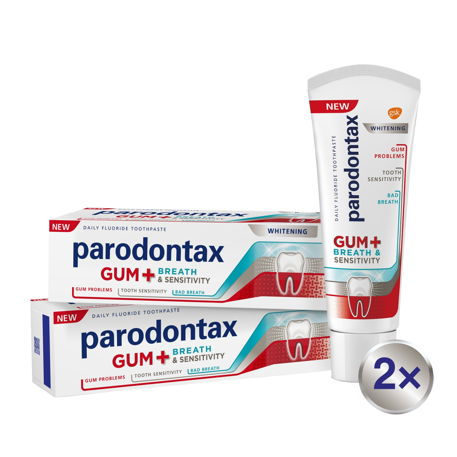PARODONTAX pro dásně, dech a citlivé zuby Whitening 2 x 75 ml