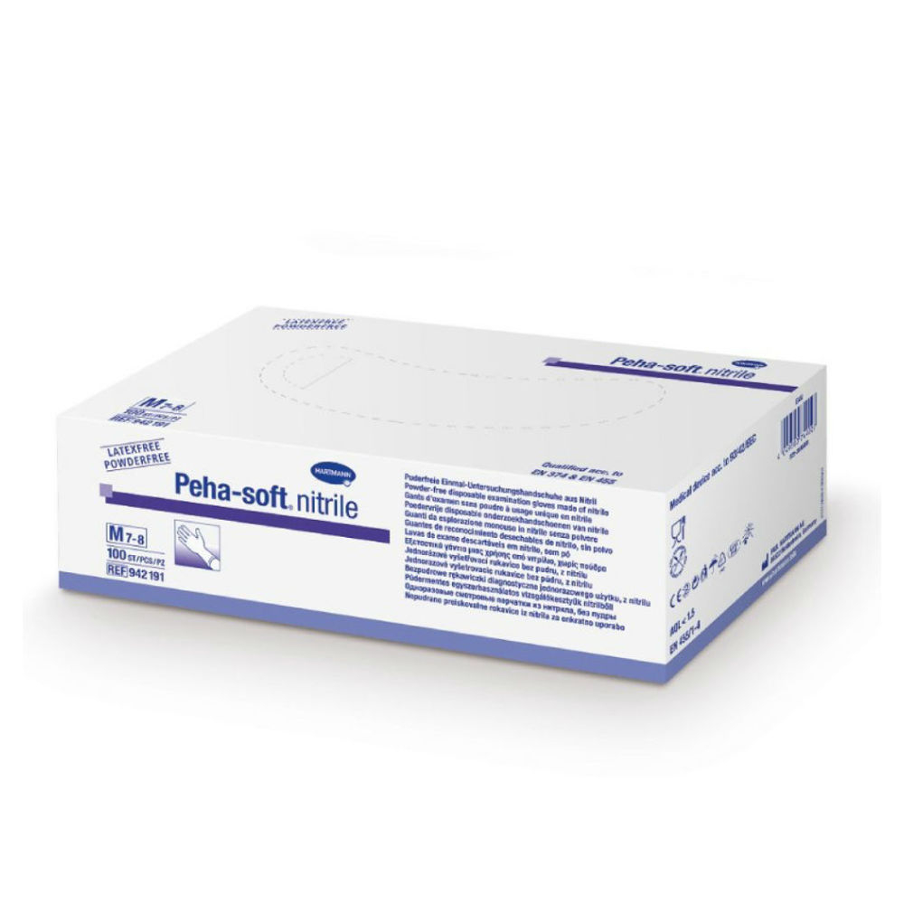 PEHA-SOFT Rukavice vyšetřující nitrilové bez pudru M 100ks