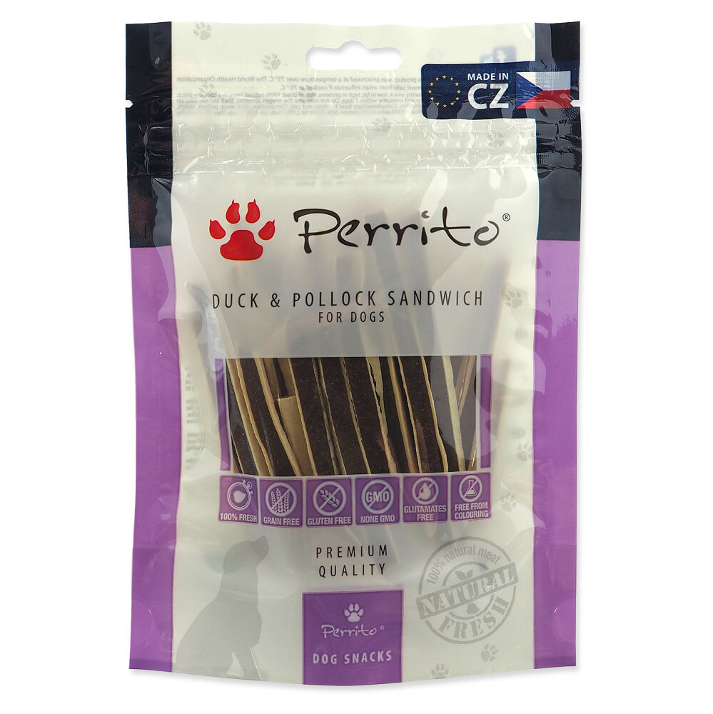 PERRITO Duck & pollock sandwich pochoutka pro psy 100 g