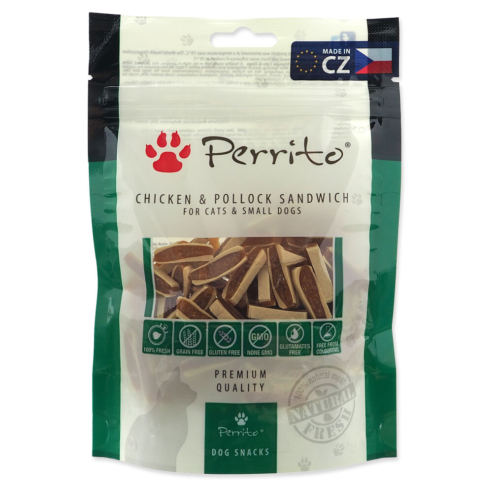 PERRITO Pochoutka chicken & pollock sandwich pro kočky 100 g