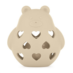 PETITE&MARS Hračka silikonová s chrastítkem bear basil desert sand 0m+