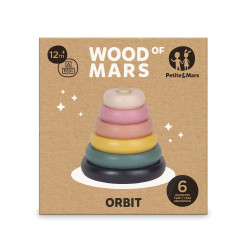 Petite&Mars Orbit Wood of Mars 12m+ hračka dřevěná stohovací 1 ks aurora pink