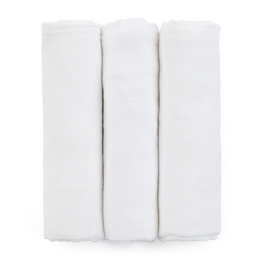 PETITE&MARS Sada plen bambusová muselínová moussy total white 3 kusy