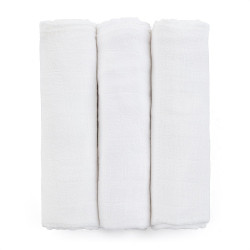 PETITE&MARS Sada plen bambusová muselínová moussy total white 3 kusy