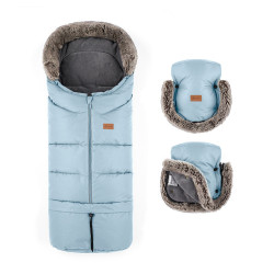 Petite&Mars Set zimní fusak Arctic 4v1 + rukavice na kočárek Furry Sky Whisper