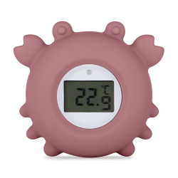 Petite&Mars Teploměr silikonový digitální do vody Crab Caleb Dusty Rose 0m+