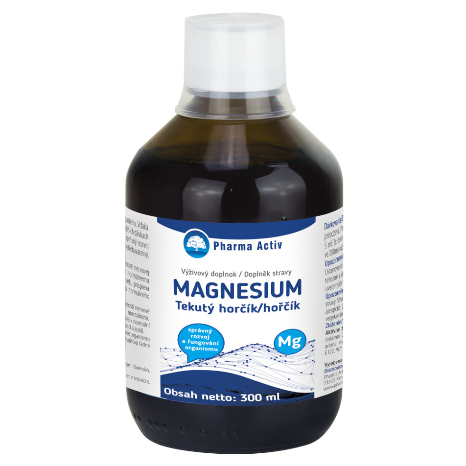 PHARMA ACTIV Tekutý hořčík + vitamín C s malinovou příchutí 300 ml