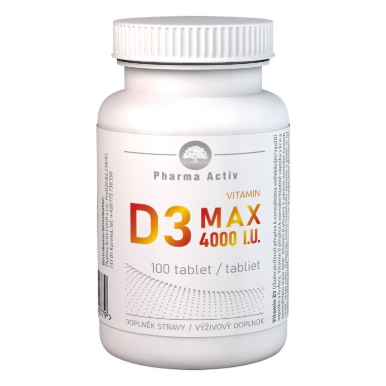 PHARMA ACTIV Vitamin D3 MAX 4000 I.U. 100 tablet 100 ks
