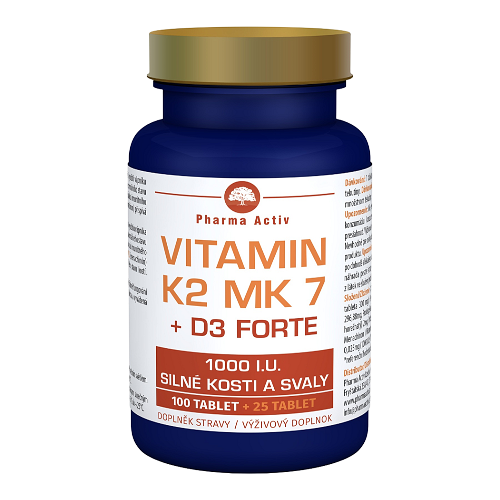 PHARMA ACTIV Vitamin K2 MK7 + D3 FORTE 1000 I.U. 125 tablet