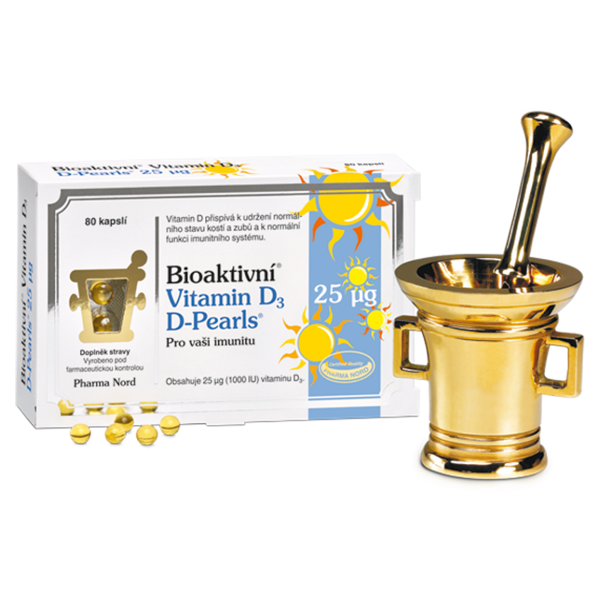 PHARMA NORD Bioaktivní Vitamin D3 D-Pearls 25 mcg 80 kapslí