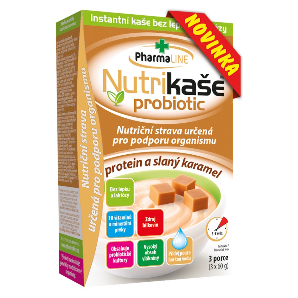 PHARMALINE Nutrikaše probiotic protein a slaný karamel 3 x 60 g