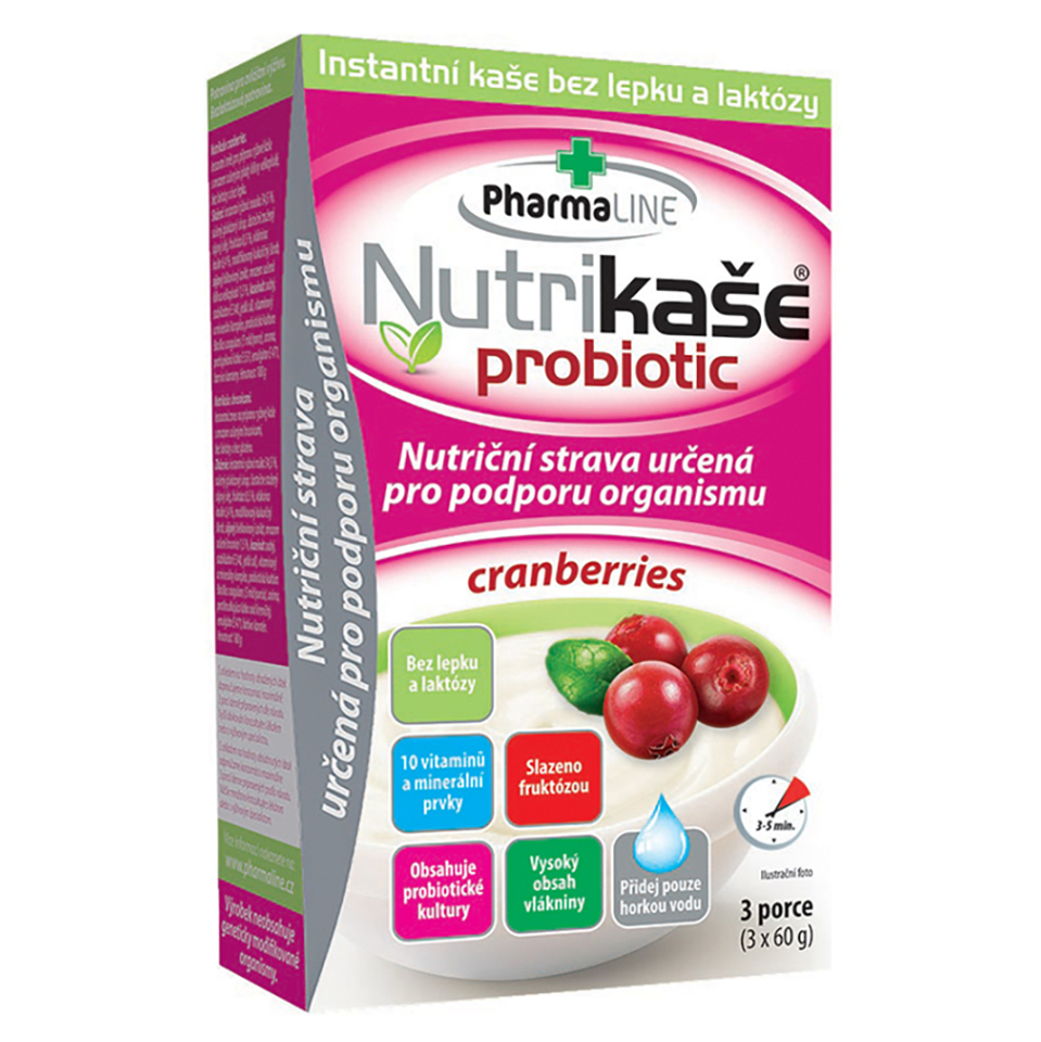PHARMALINE Nutrikaše probiotic s brusinkami 3 x 60 g
