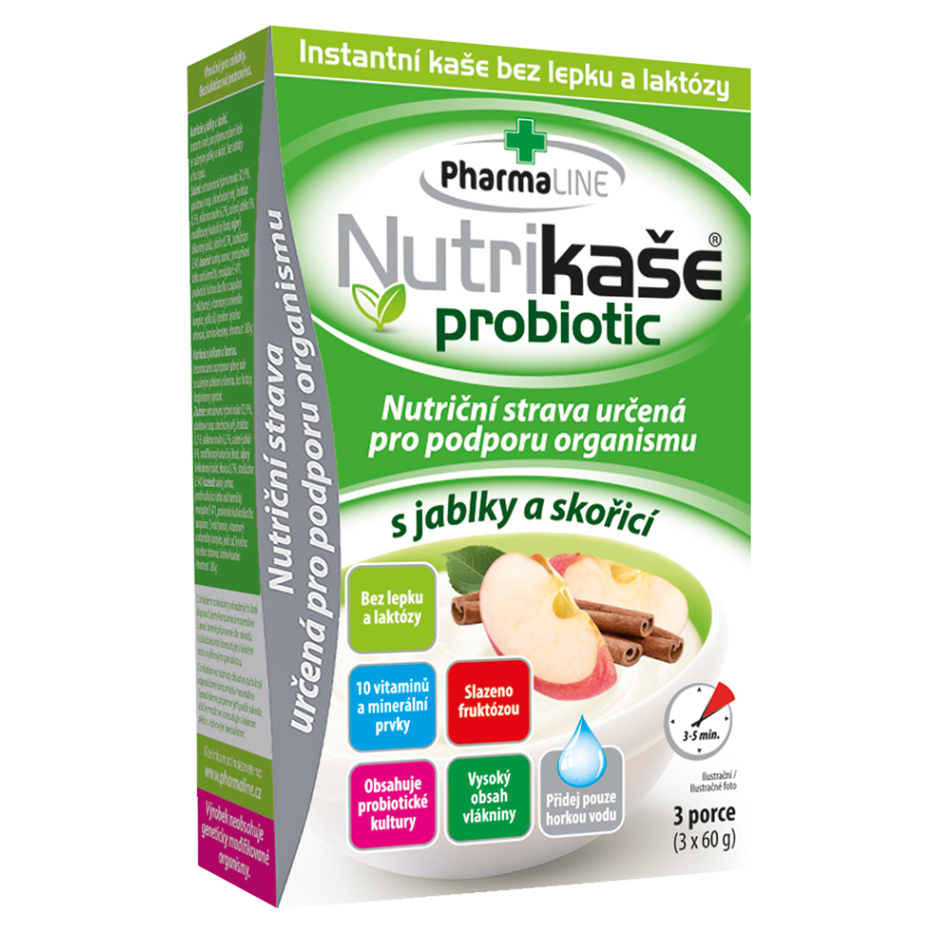 PHARMALINE Nutrikaše probiotic s jablky a skořicí 3 x 60 g