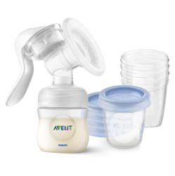 PHILIPS AVENT Odsávačka mateřského mléka manuální + VIA 180 ml 5 ks