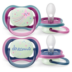 PHILIPS AVENT Šidítko ultra air noční 6-18m dívka 2 kusy