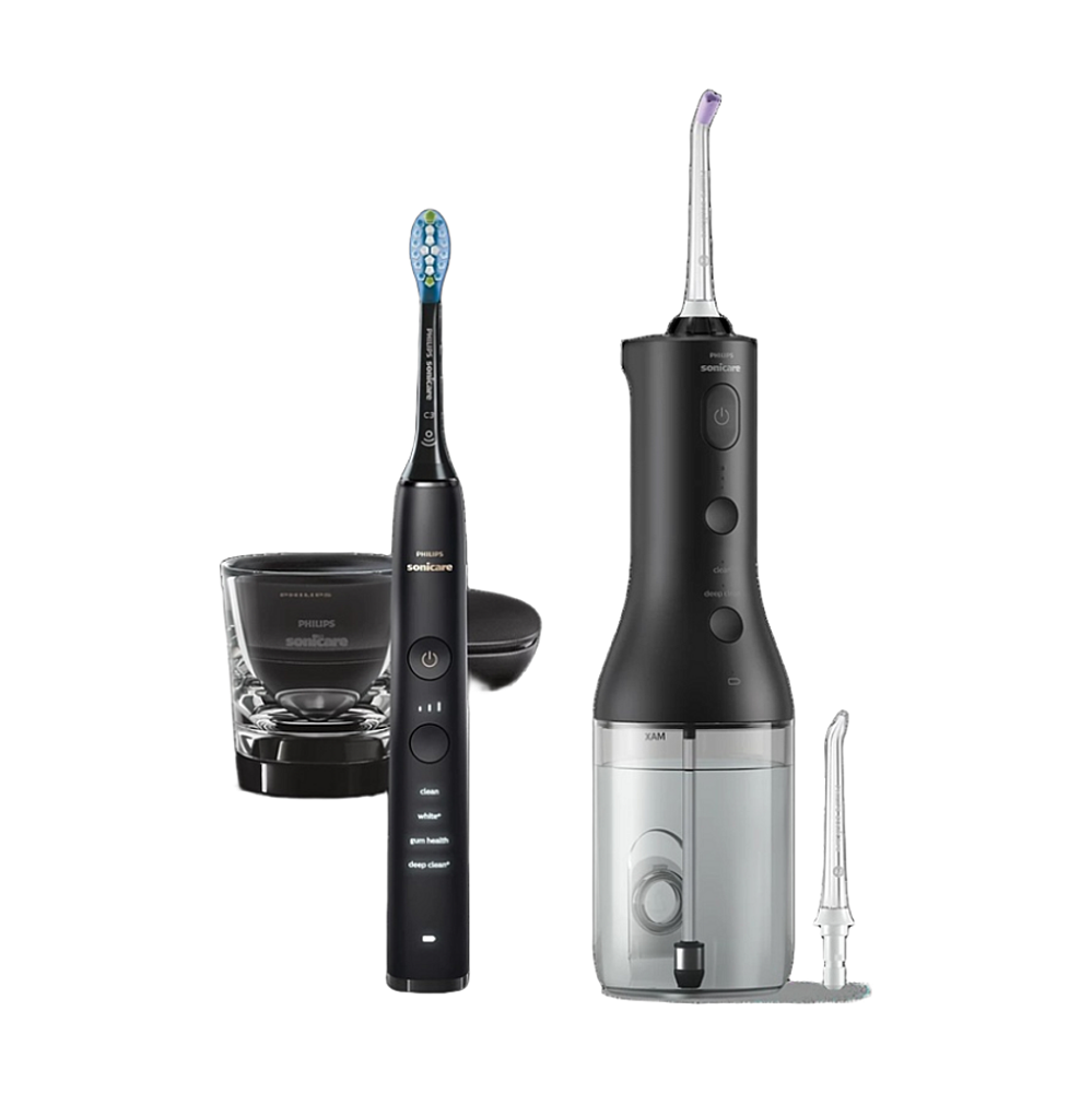 PHILIPS Sonicare 9000 DiamondClean black + Power Flosser black HX3886/43