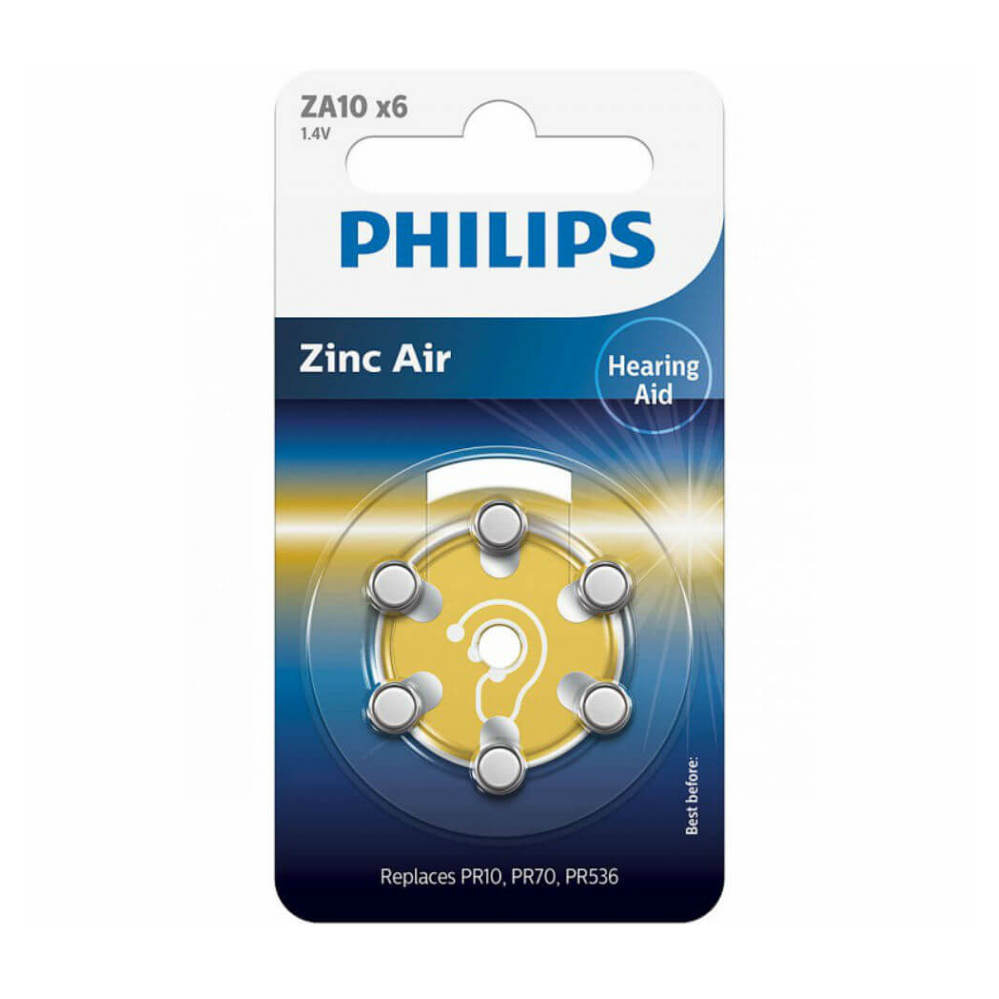 PHILIPS ZA10B6A/00 Baterie do naslouchadla 6 kusů