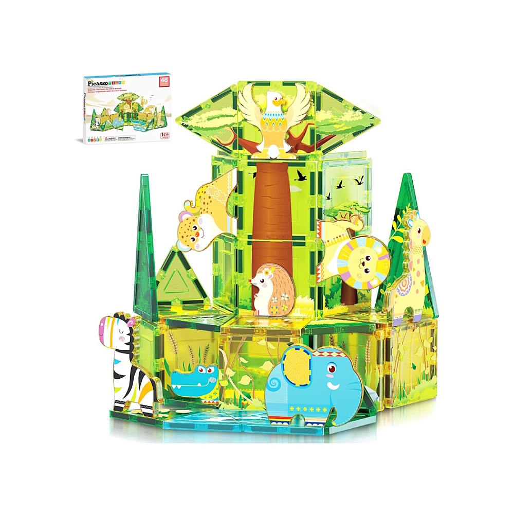 PICASSO TILES Stavebnice safari set s 8 zvířaty 46 kusů